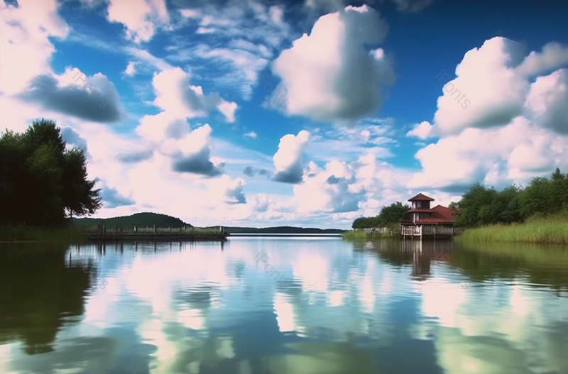 长桥公园白云绿树风景,高清,摄影图,摄影图片,图片大全,摄影图免费下载